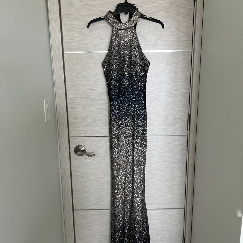 Long Sequin Halter Gown